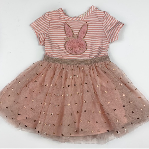 btween Other - Btween Glitter Bunny Sparkle Striped Tulle Dress